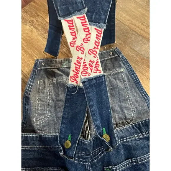 Vintage 60’s POINTER dark Blue Jean Low Back Detachable Bib Overalls medium